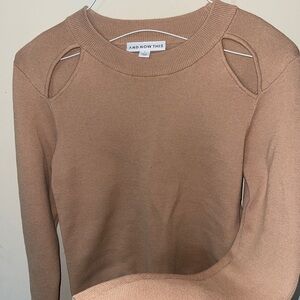 And Now This Women's Tan Cutout Sweatshirt
